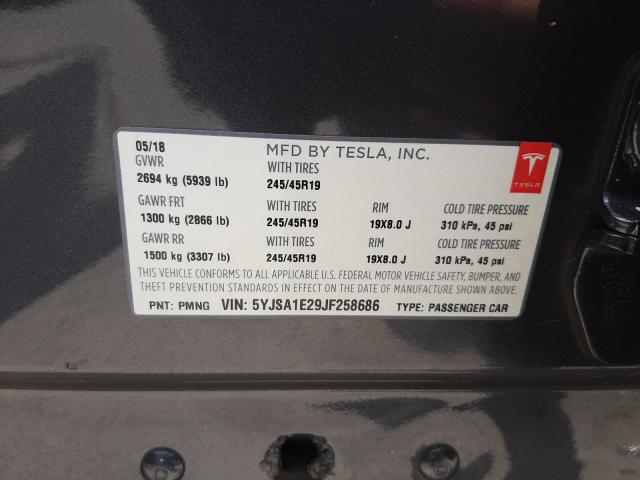 Photo 9 VIN: 5YJSA1E29JF258686 - TESLA MODEL S 