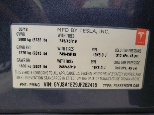 Photo 9 VIN: 5YJSA1E29JF262415 - TESLA MODEL S 