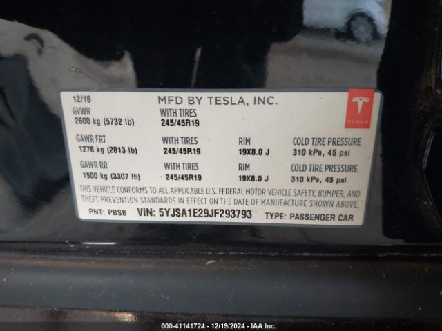 Photo 8 VIN: 5YJSA1E29JF293793 - TESLA MODEL S 