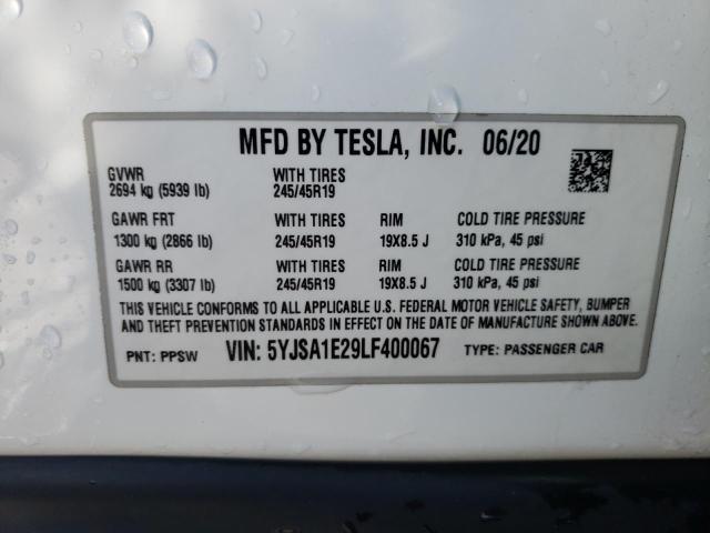 Photo 12 VIN: 5YJSA1E29LF400067 - TESLA MODEL S 