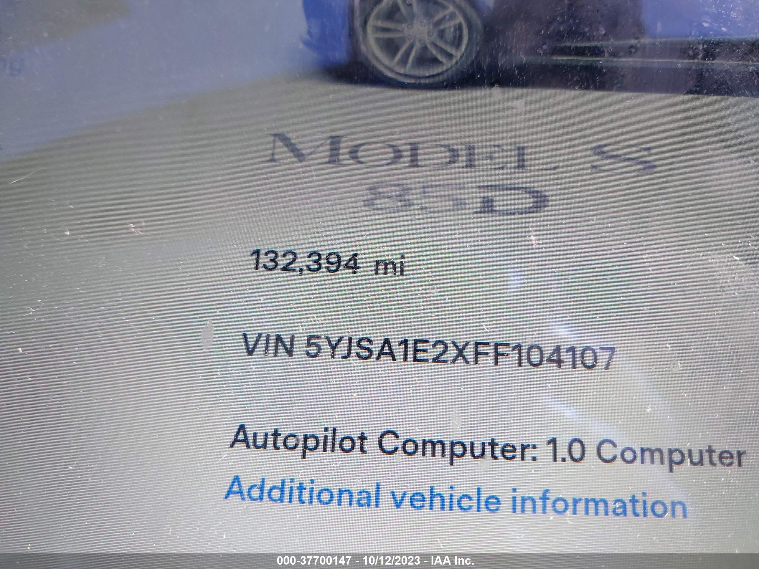 Photo 6 VIN: 5YJSA1E2XFF104107 - TESLA MODEL S 