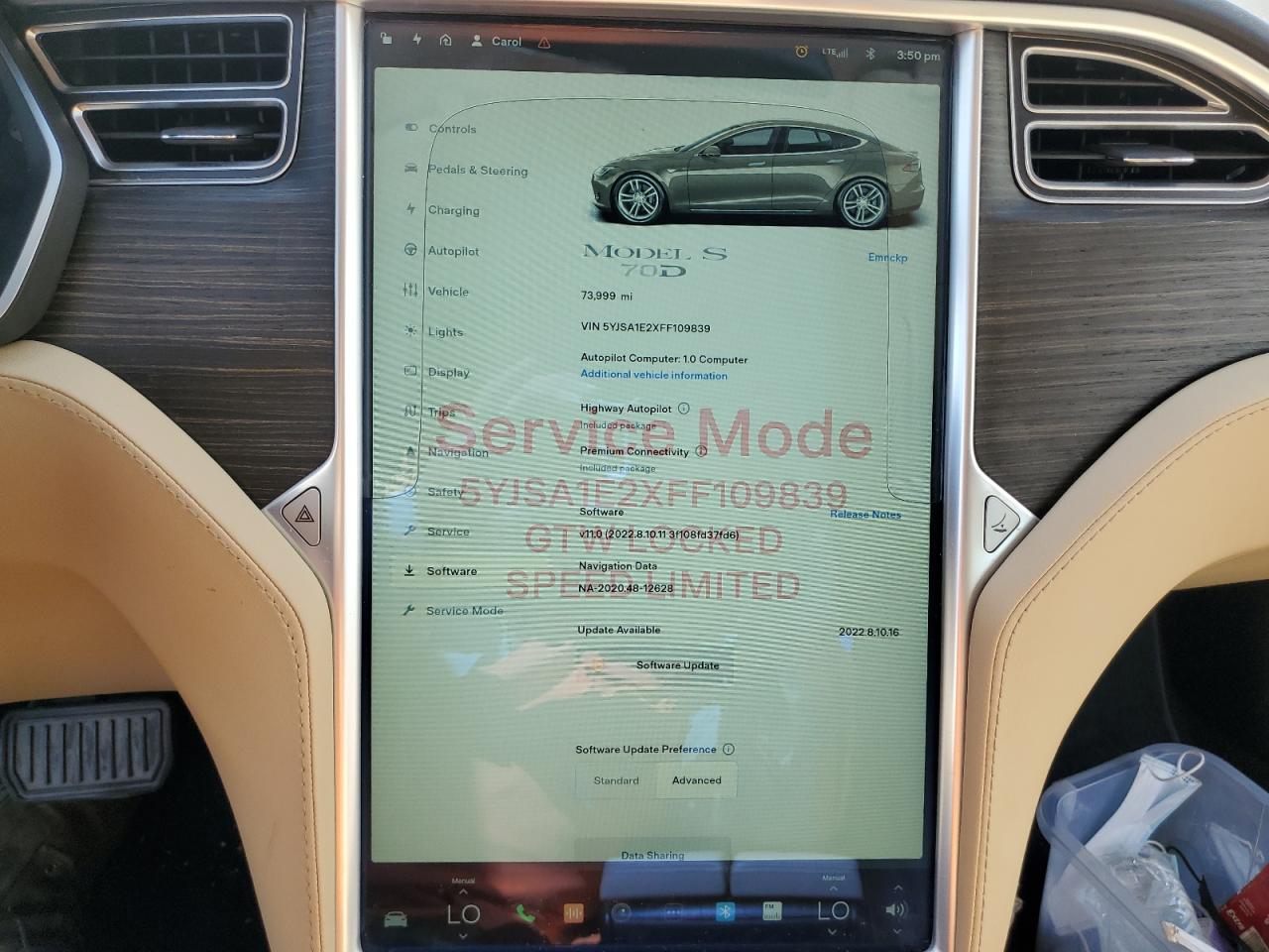 Photo 8 VIN: 5YJSA1E2XFF109839 - TESLA MODEL S 