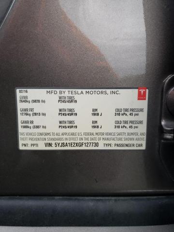 Photo 11 VIN: 5YJSA1E2XGF127730 - TESLA MODEL S 