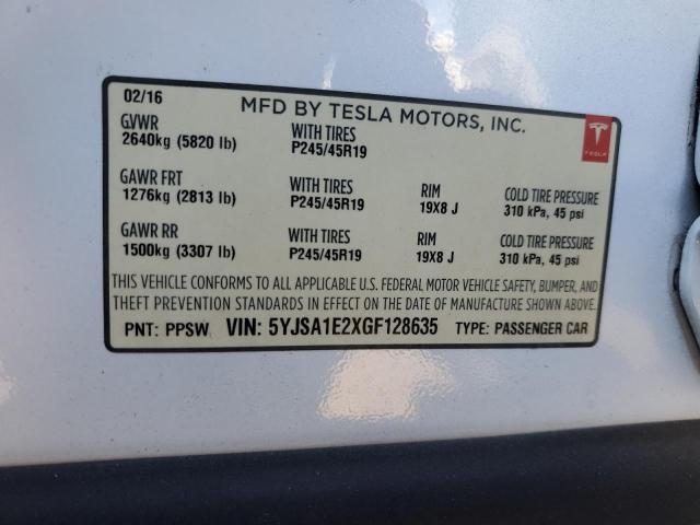 Photo 12 VIN: 5YJSA1E2XGF128635 - TESLA MODEL S 