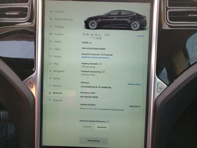 Photo 8 VIN: 5YJSA1E2XGF129851 - TESLA MODEL S 