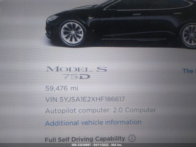 Photo 6 VIN: 5YJSA1E2XHF186617 - TESLA MODEL S 