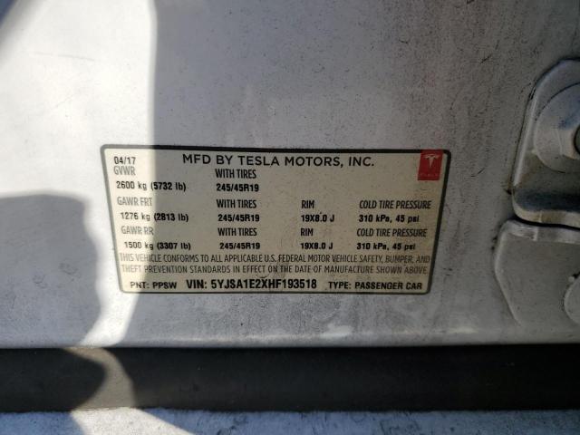 Photo 11 VIN: 5YJSA1E2XHF193518 - TESLA MODEL S 