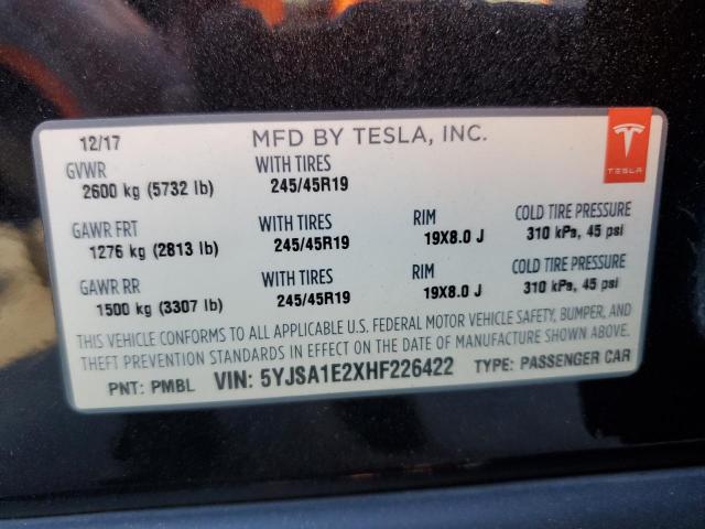 Photo 11 VIN: 5YJSA1E2XHF226422 - TESLA MODEL S 