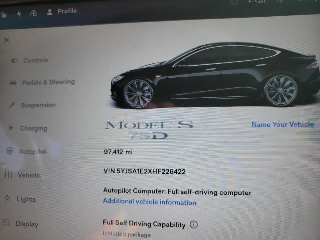 Photo 8 VIN: 5YJSA1E2XHF226422 - TESLA MODEL S 