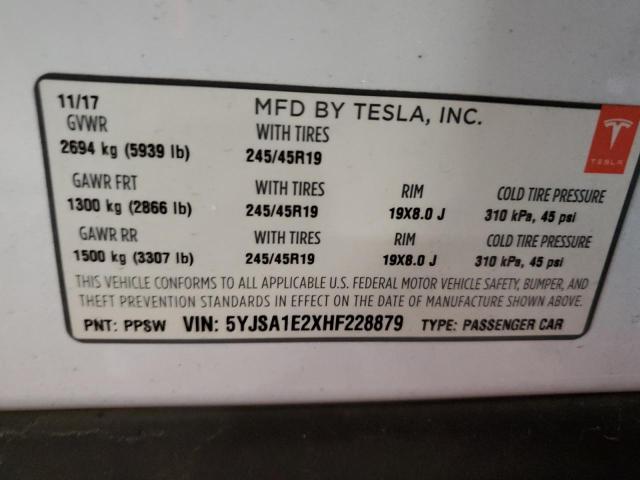 Photo 12 VIN: 5YJSA1E2XHF228879 - TESLA MODEL S 