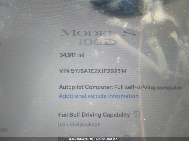 Photo 6 VIN: 5YJSA1E2XJF292314 - TESLA MODEL S 