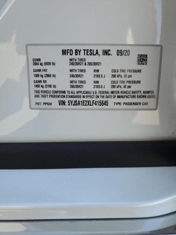 Photo 12 VIN: 5YJSA1E2XLF415645 - TESLA MODEL S 