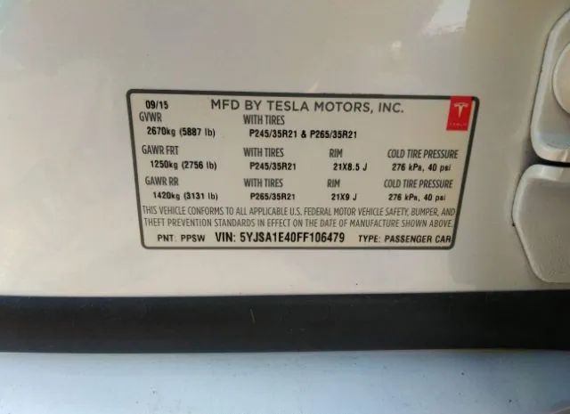 Photo 8 VIN: 5YJSA1E40FF106479 - TESLA MODEL S 