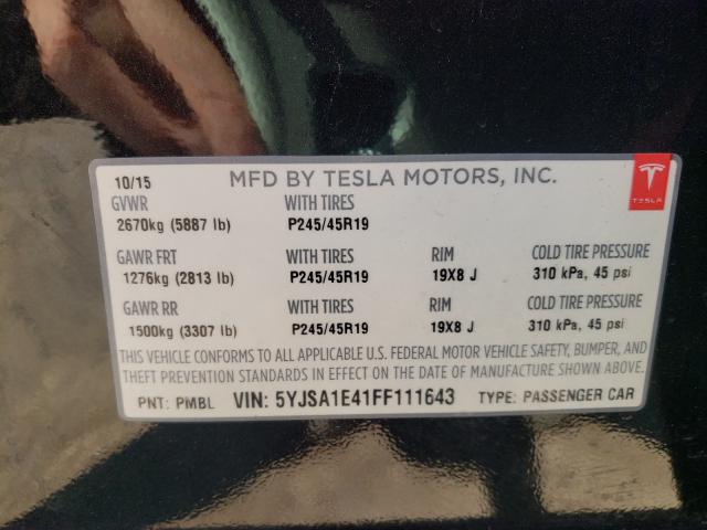 Photo 9 VIN: 5YJSA1E41FF111643 - TESLA MODEL S 