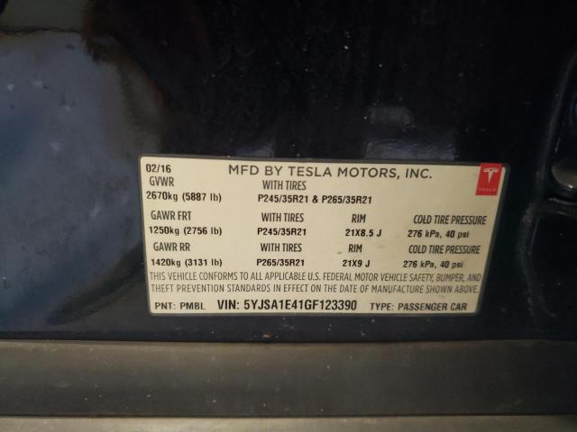 Photo 11 VIN: 5YJSA1E41GF123390 - TESLA MODEL S 