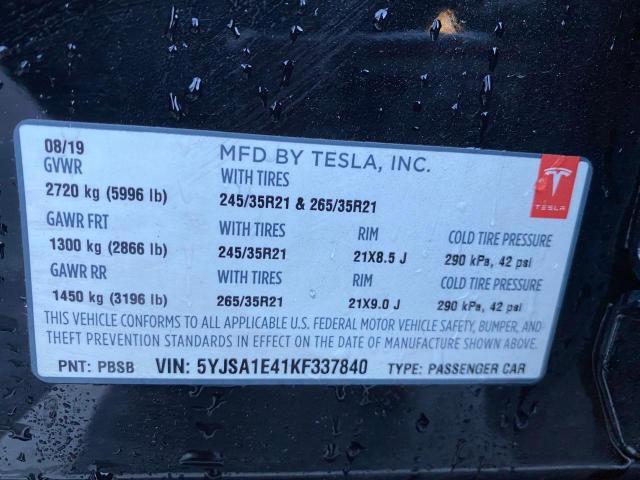 Photo 9 VIN: 5YJSA1E41KF337840 - TESLA MODEL S 