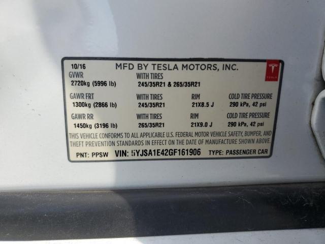 Photo 12 VIN: 5YJSA1E42GF161906 - TESLA MODEL S 