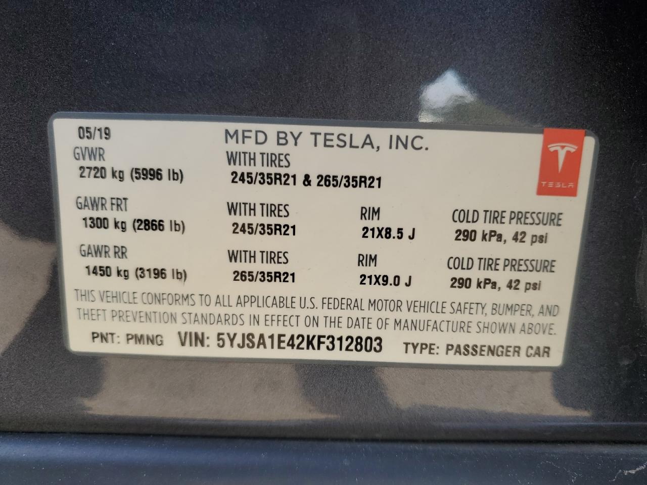 Photo 11 VIN: 5YJSA1E42KF312803 - TESLA MODEL S 