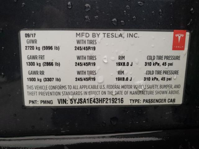 Photo 9 VIN: 5YJSA1E43HF219216 - TESLA MODEL S 