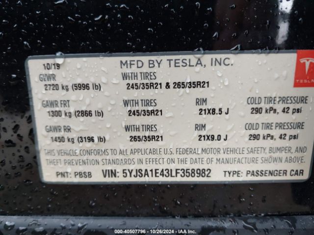 Photo 8 VIN: 5YJSA1E43LF358982 - TESLA MODEL S 