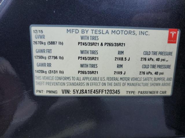 Photo 11 VIN: 5YJSA1E45FF120345 - TESLA MODEL S 