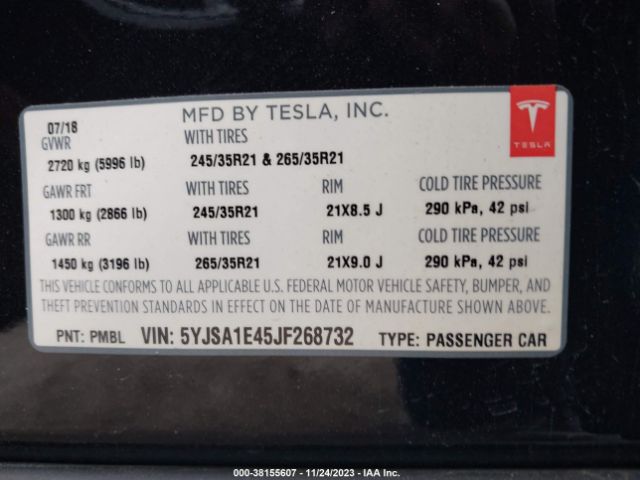 Photo 8 VIN: 5YJSA1E45JF268732 - TESLA MODEL S 