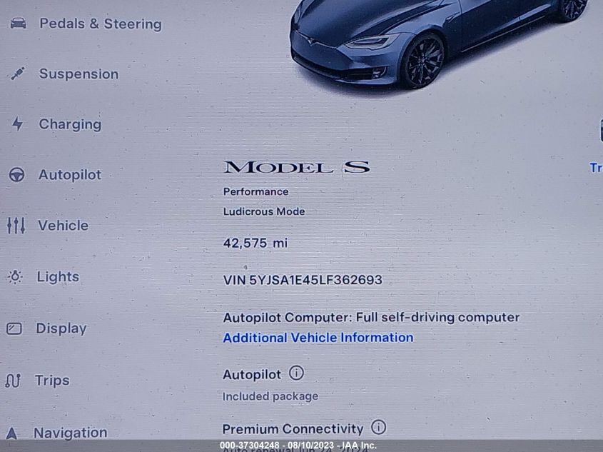 Photo 14 VIN: 5YJSA1E45LF362693 - TESLA MODEL S 