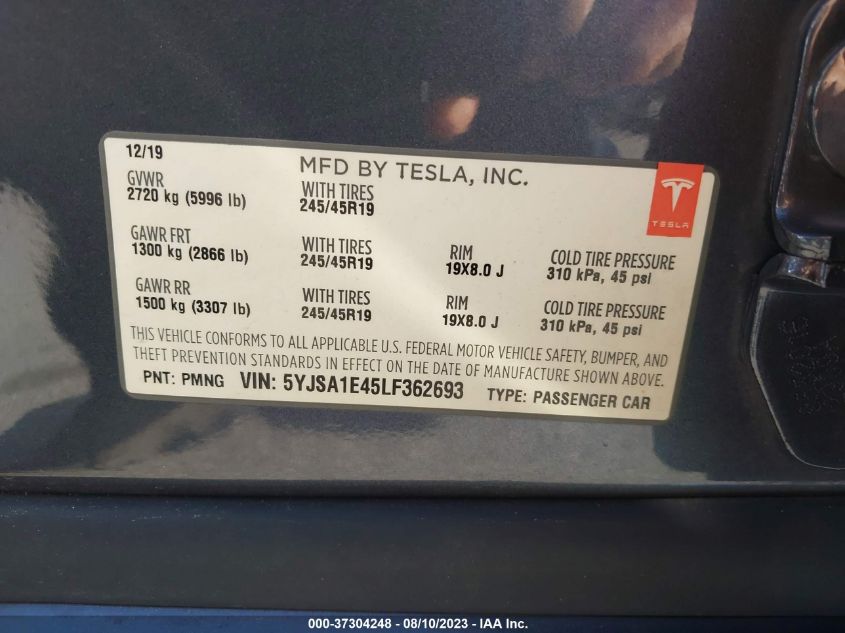 Photo 8 VIN: 5YJSA1E45LF362693 - TESLA MODEL S 