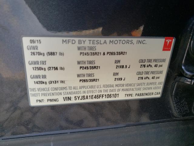 Photo 9 VIN: 5YJSA1E46FF106101 - TESLA MODEL S 