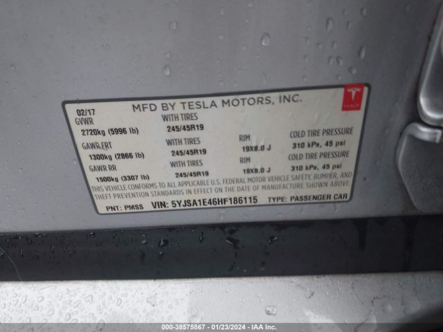 Photo 8 VIN: 5YJSA1E46HF186115 - TESLA MODEL S 