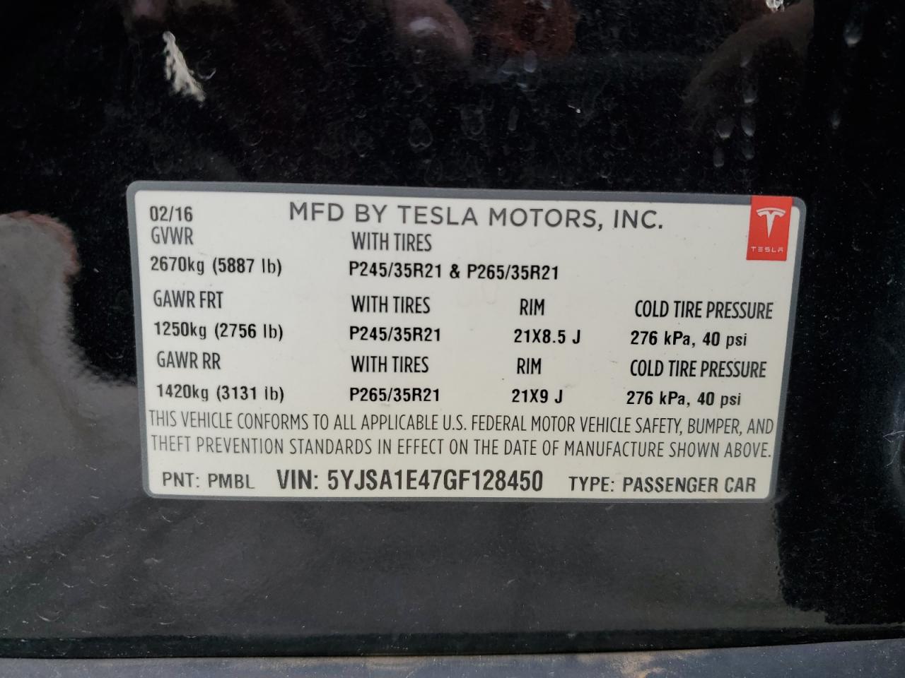 Photo 12 VIN: 5YJSA1E47GF128450 - TESLA MODEL S 