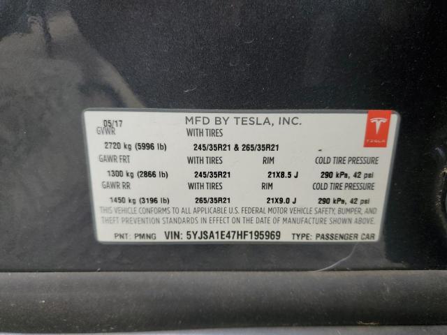 Photo 12 VIN: 5YJSA1E47HF195969 - TESLA MODEL S 