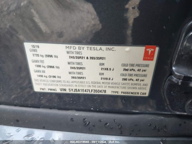 Photo 8 VIN: 5YJSA1E47LF350478 - TESLA MODEL S 