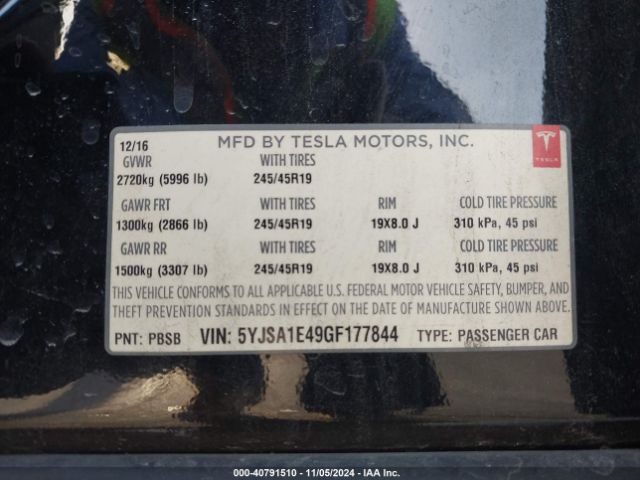 Photo 8 VIN: 5YJSA1E49GF177844 - TESLA MODEL S 