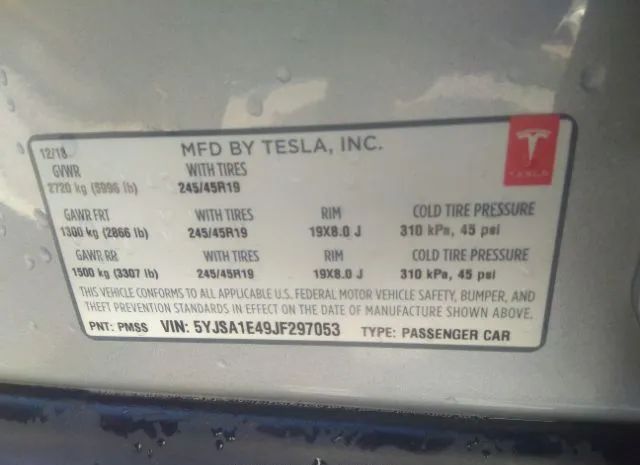 Photo 8 VIN: 5YJSA1E49JF297053 - TESLA MODEL S 