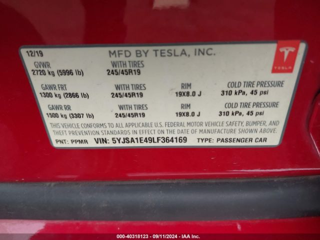 Photo 8 VIN: 5YJSA1E49LF364169 - TESLA MODEL S 