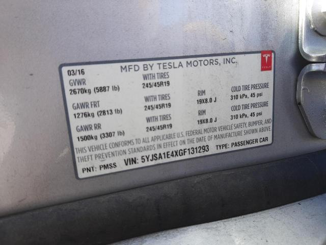 Photo 9 VIN: 5YJSA1E4XGF131293 - TESLA MODEL S 