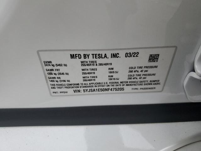 Photo 11 VIN: 5YJSA1E50NF475205 - TESLA MODEL S 