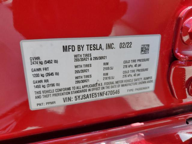 Photo 12 VIN: 5YJSA1E51NF470546 - TESLA MODEL S 