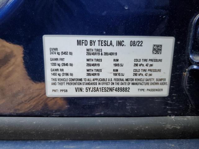 Photo 12 VIN: 5YJSA1E52NF489882 - TESLA MODEL S 