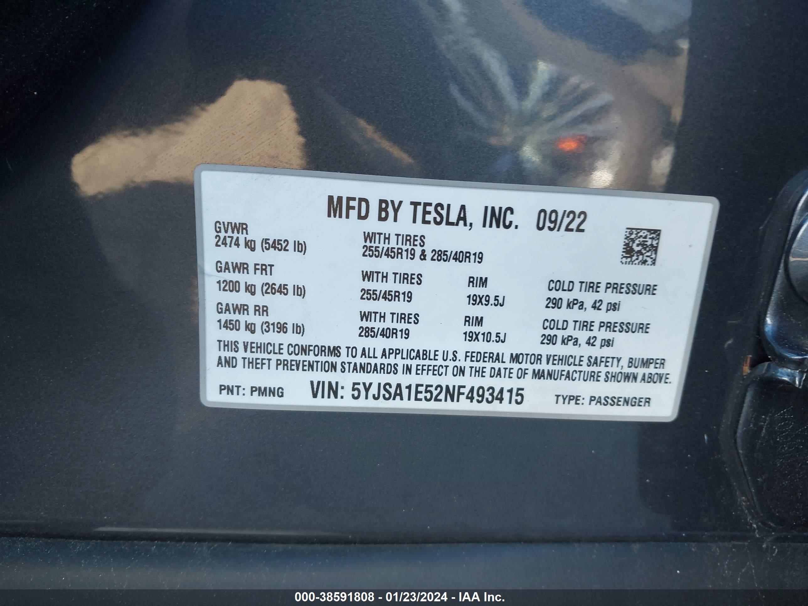 Photo 7 VIN: 5YJSA1E52NF493415 - TESLA MODEL S 