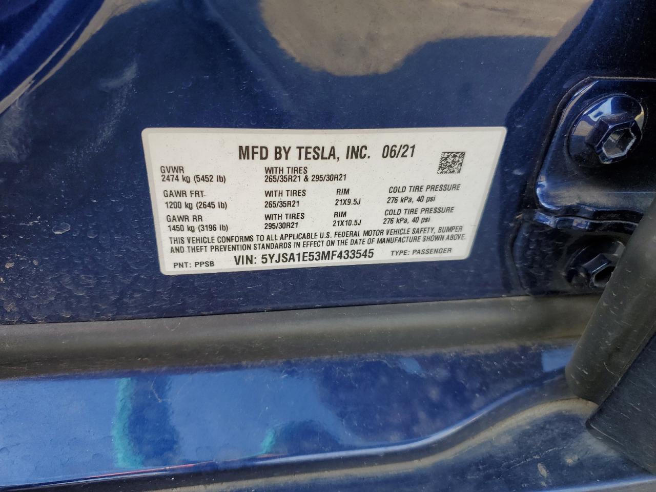 Photo 11 VIN: 5YJSA1E53MF433545 - TESLA MODEL S 