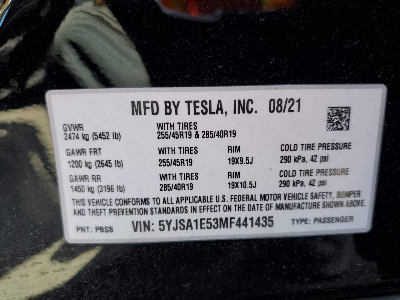 Photo 12 VIN: 5YJSA1E53MF441435 - TESLA MODEL S 