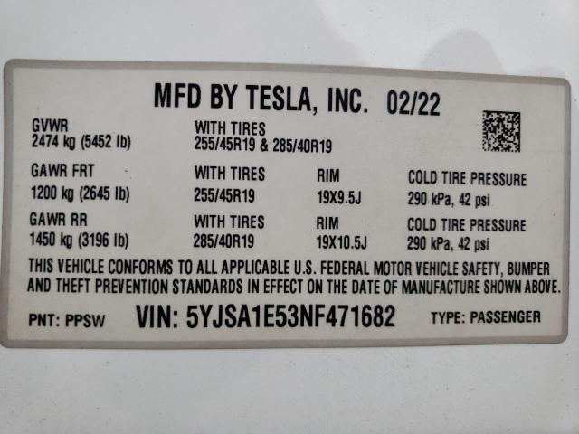 Photo 12 VIN: 5YJSA1E53NF471682 - TESLA MODEL S 