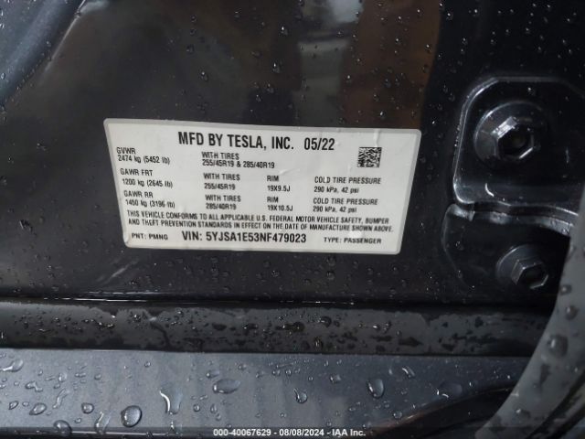 Photo 8 VIN: 5YJSA1E53NF479023 - TESLA MODEL S 