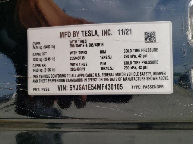 Photo 11 VIN: 5YJSA1E54MF430105 - TESLA MODEL S 