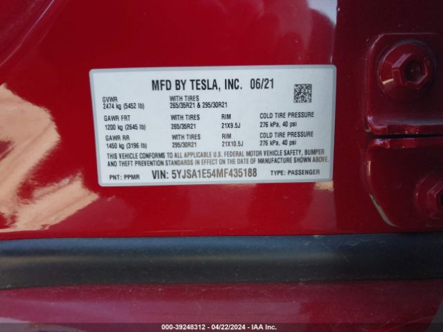 Photo 8 VIN: 5YJSA1E54MF435188 - TESLA MODEL S 