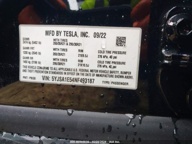 Photo 8 VIN: 5YJSA1E54NF493187 - TESLA MODEL S 