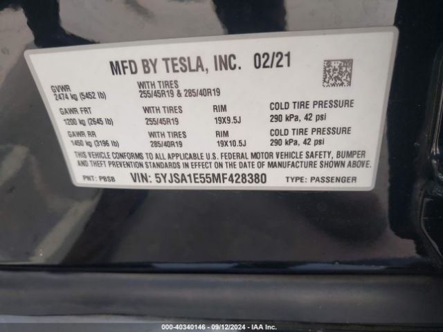 Photo 8 VIN: 5YJSA1E55MF428380 - TESLA MODEL S 