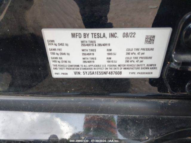 Photo 8 VIN: 5YJSA1E55NF487608 - TESLA MODEL S 